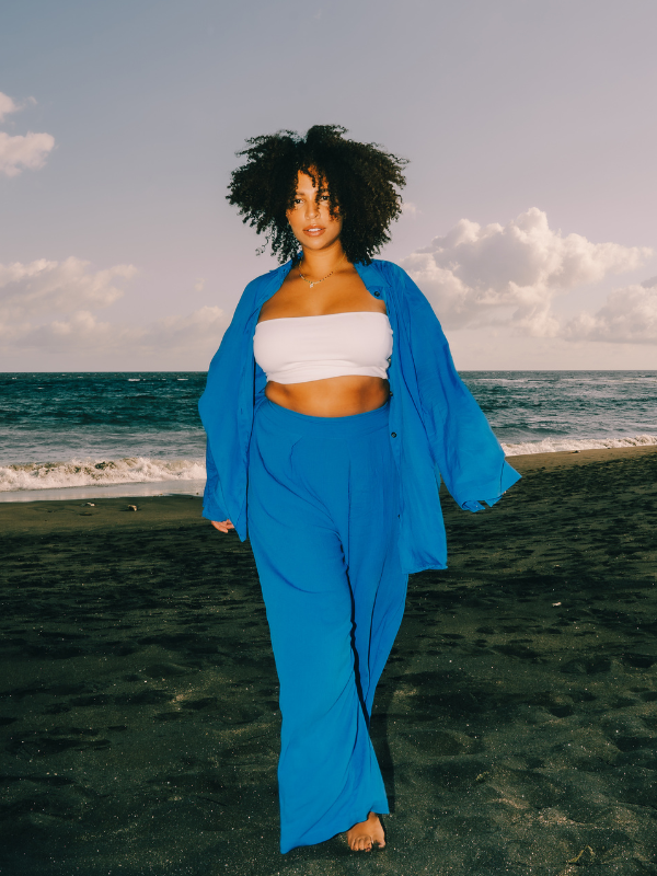 Crinkle Culottes in Azure Blue