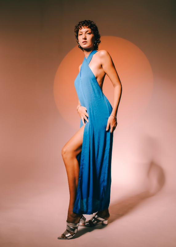 Halter Neck Top in Azure Blue