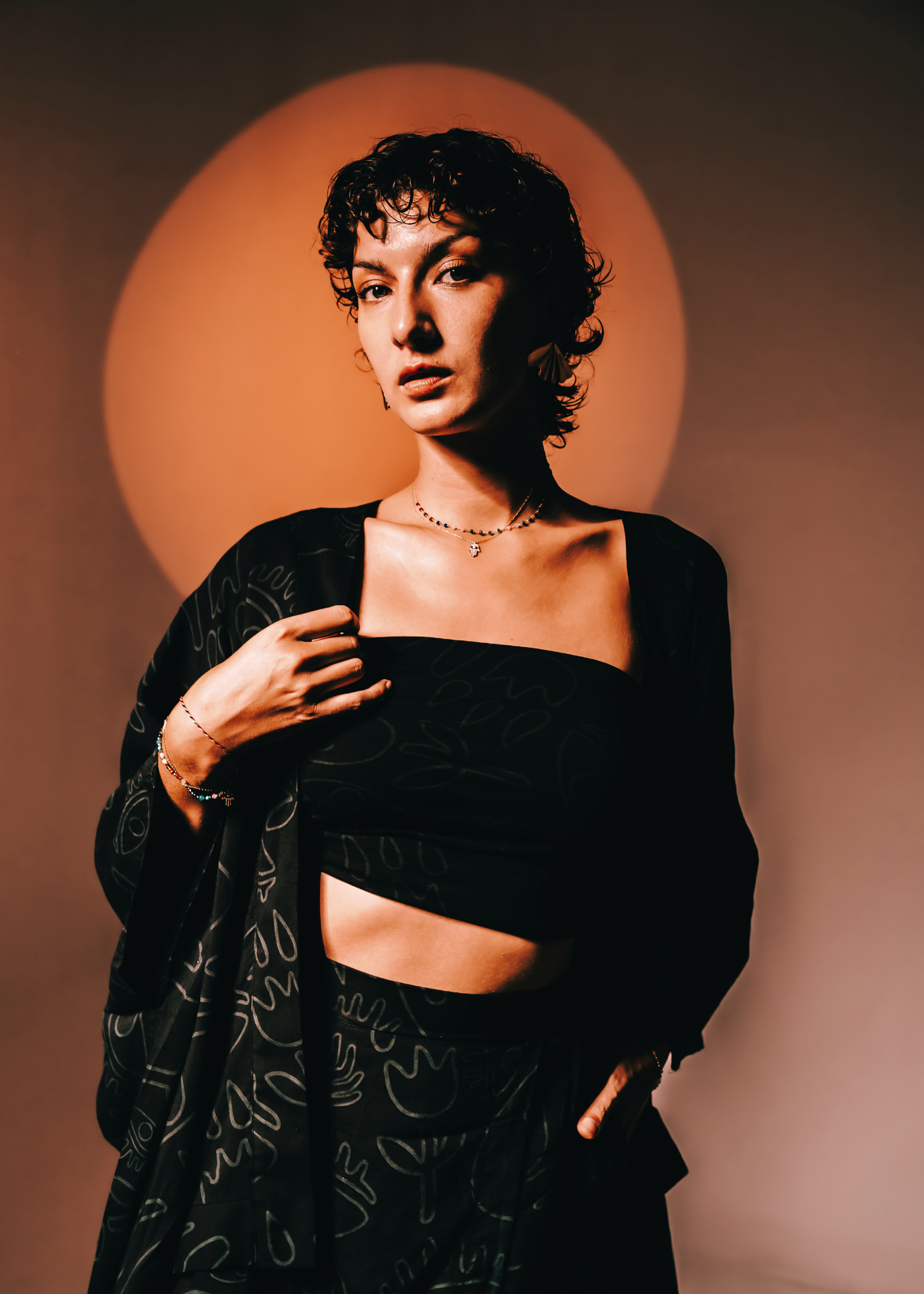 Batwing Kimono in Black on Black