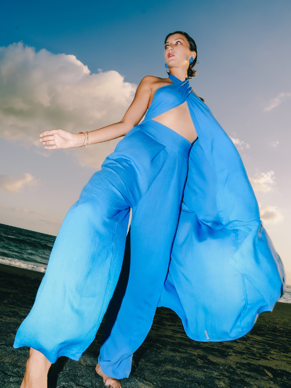 Crinkle Culottes in Azure Blue