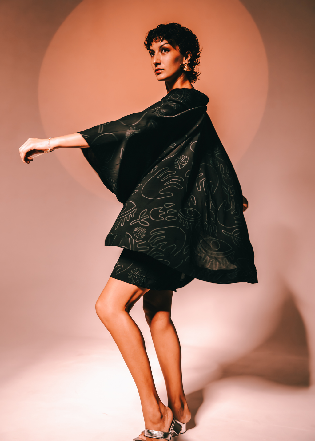 Batwing Kimono in Black on Black