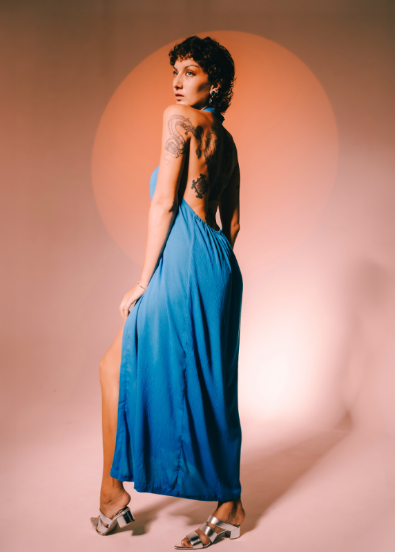 Halter Neck Top in Azure Blue