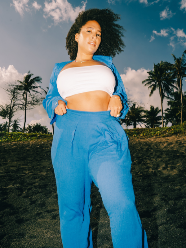 Crinkle Culottes in Azure Blue