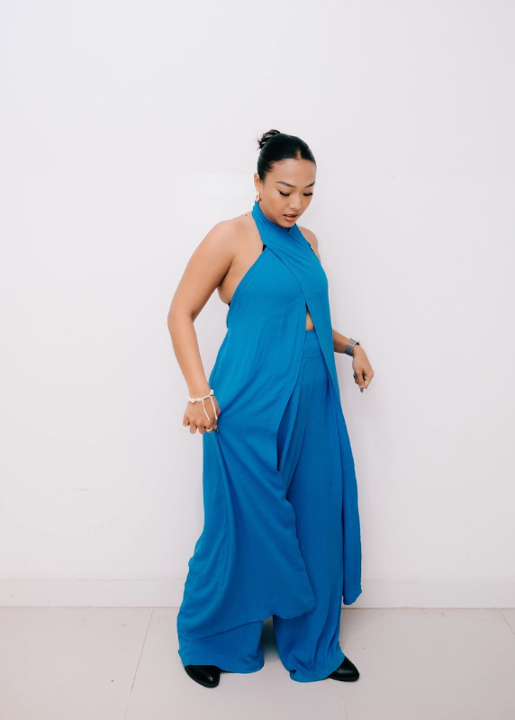 Halter Neck Top in Azure Blue