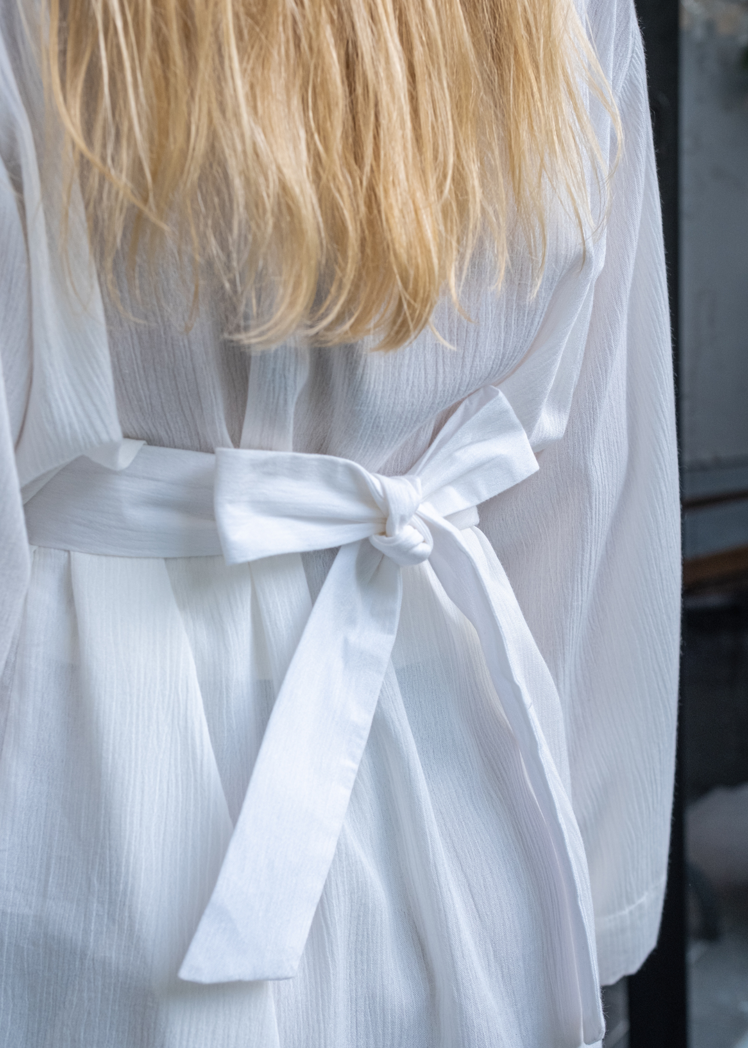 Crinkle Kimono in Pure White