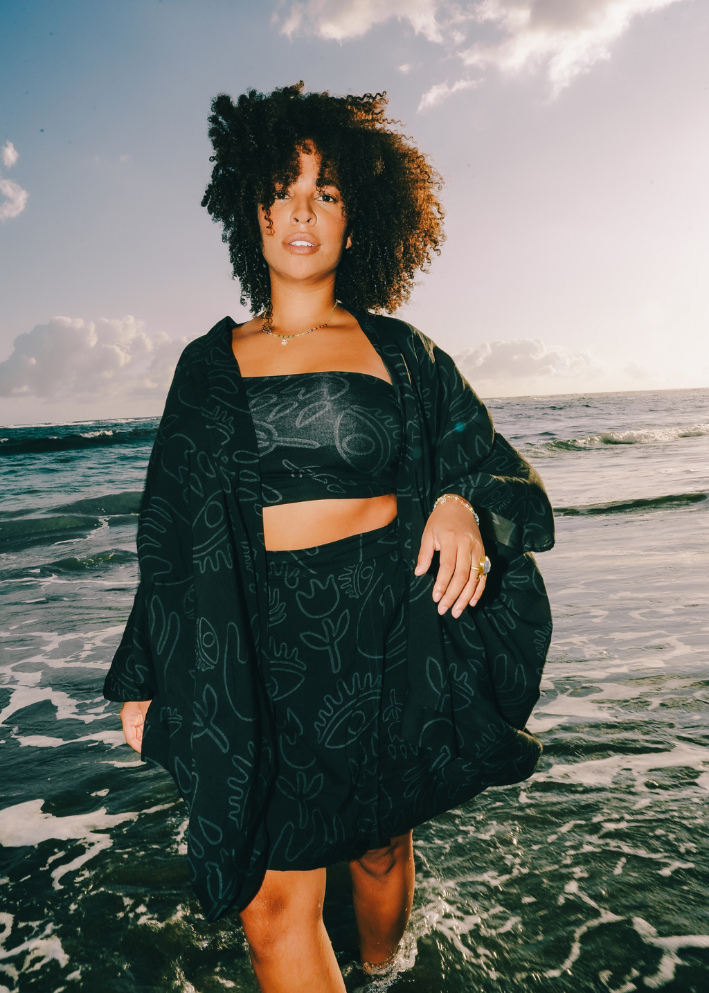 Batwing Kimono in Black on Black