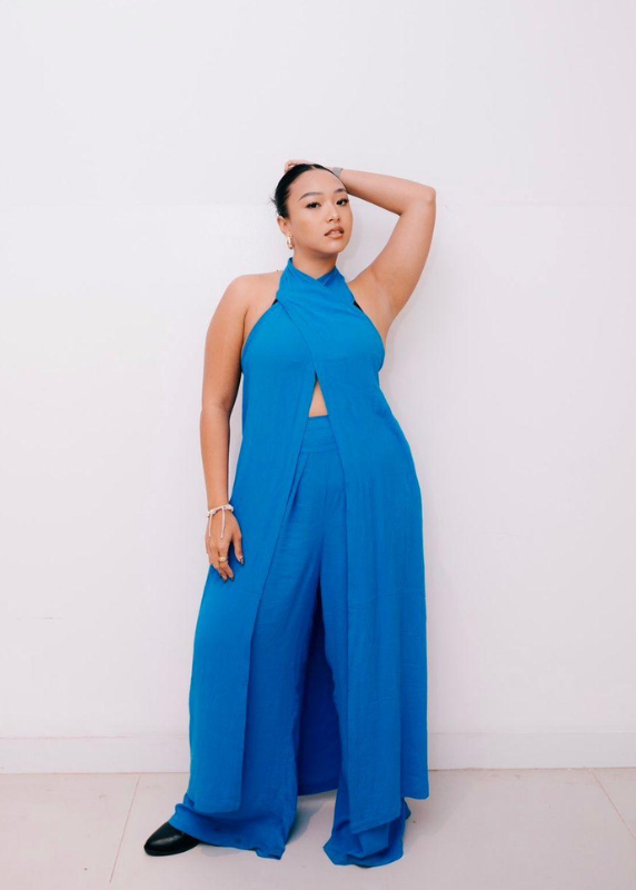 Halter Neck Top in Azure Blue