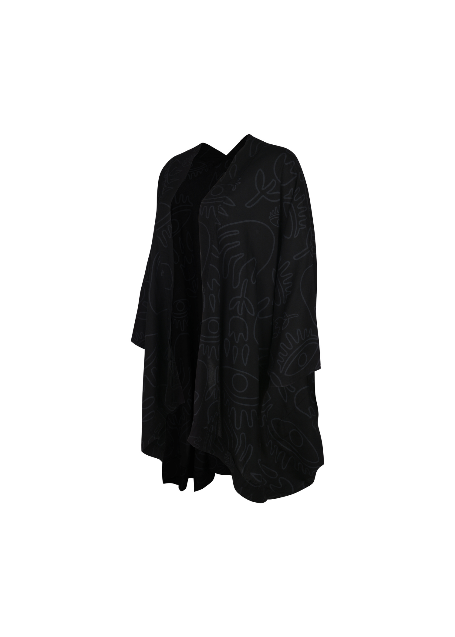 Batwing Kimono in Black on Black