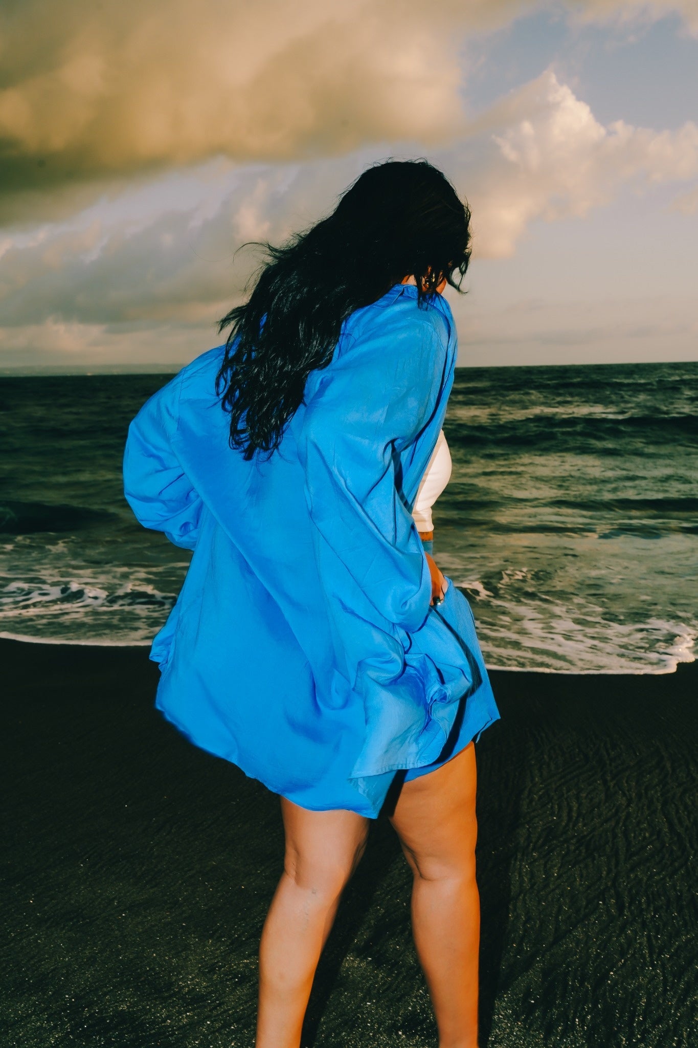 All Day Wear Relaxed Pajama Shirt in Azure Blue