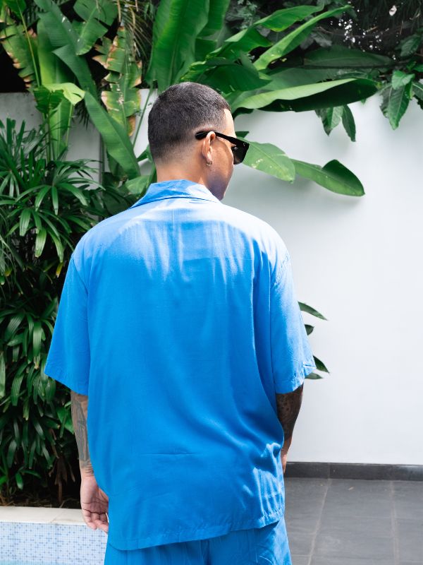 Short Sleeve Shirt in Azure Blue