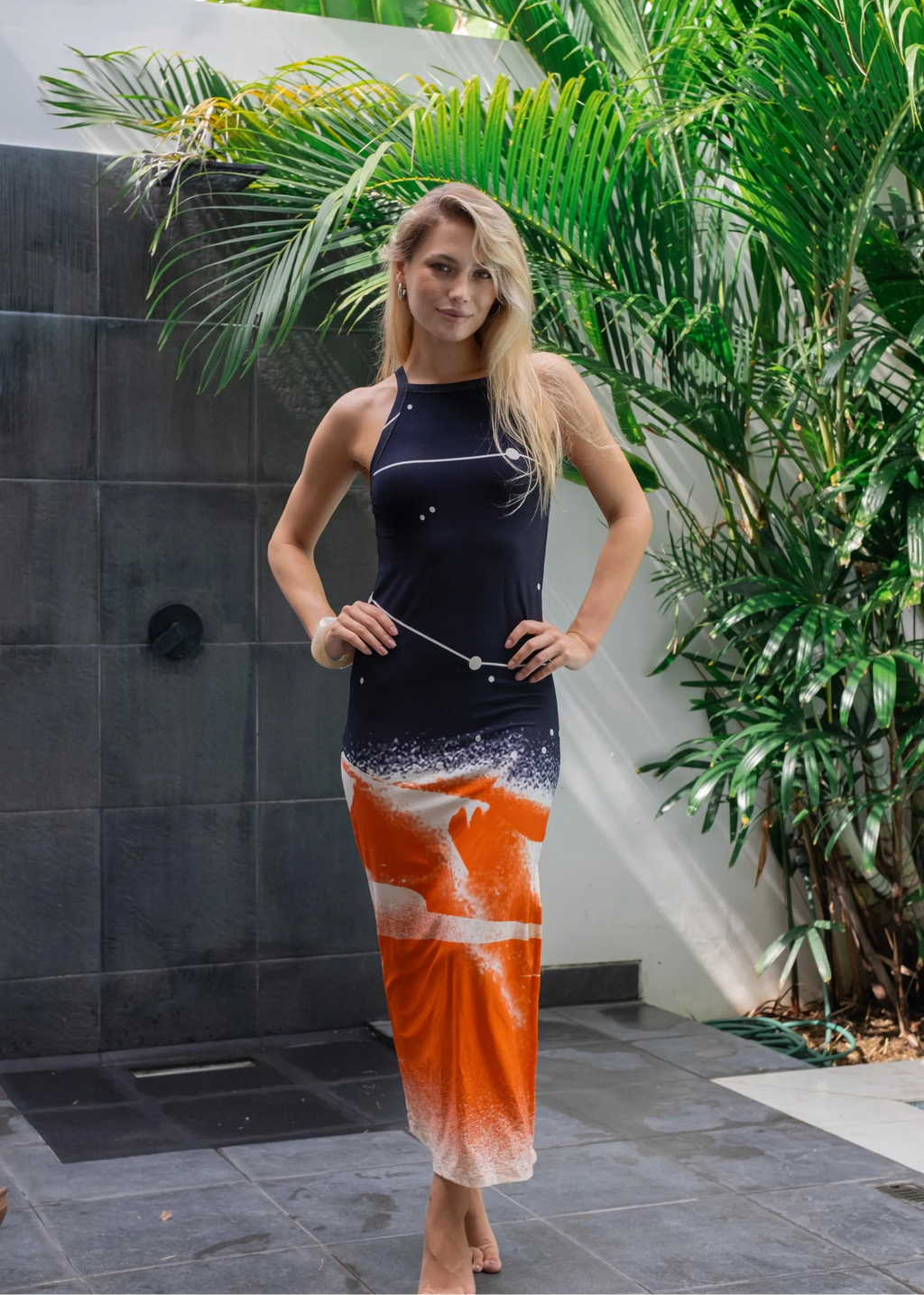 Long Slit Dress in Celestial