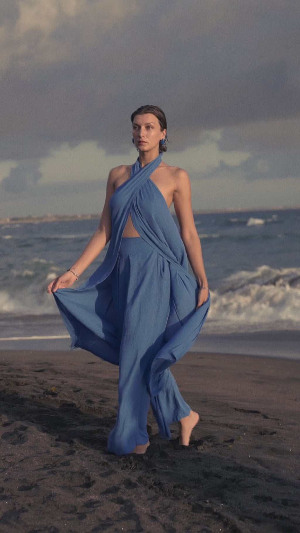 Halter Neck Top in Azure Blue