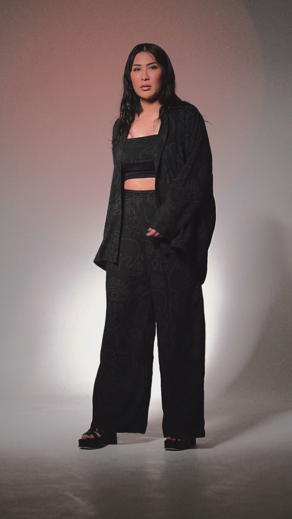 Long Culottes in Black on Black