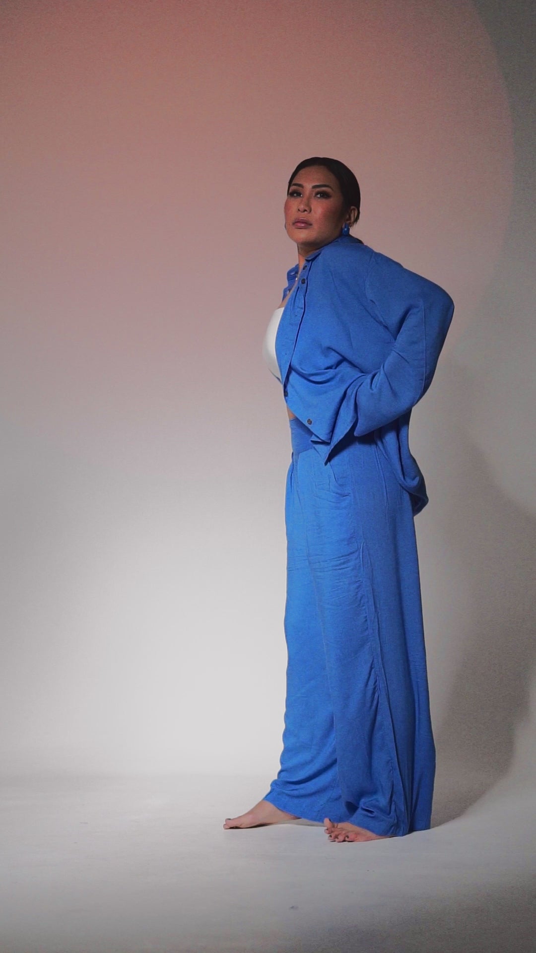 All Day Wear Relaxed Pajama Shirt in Azure Blue