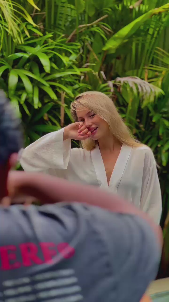 Crinkle Kimono in Pure White